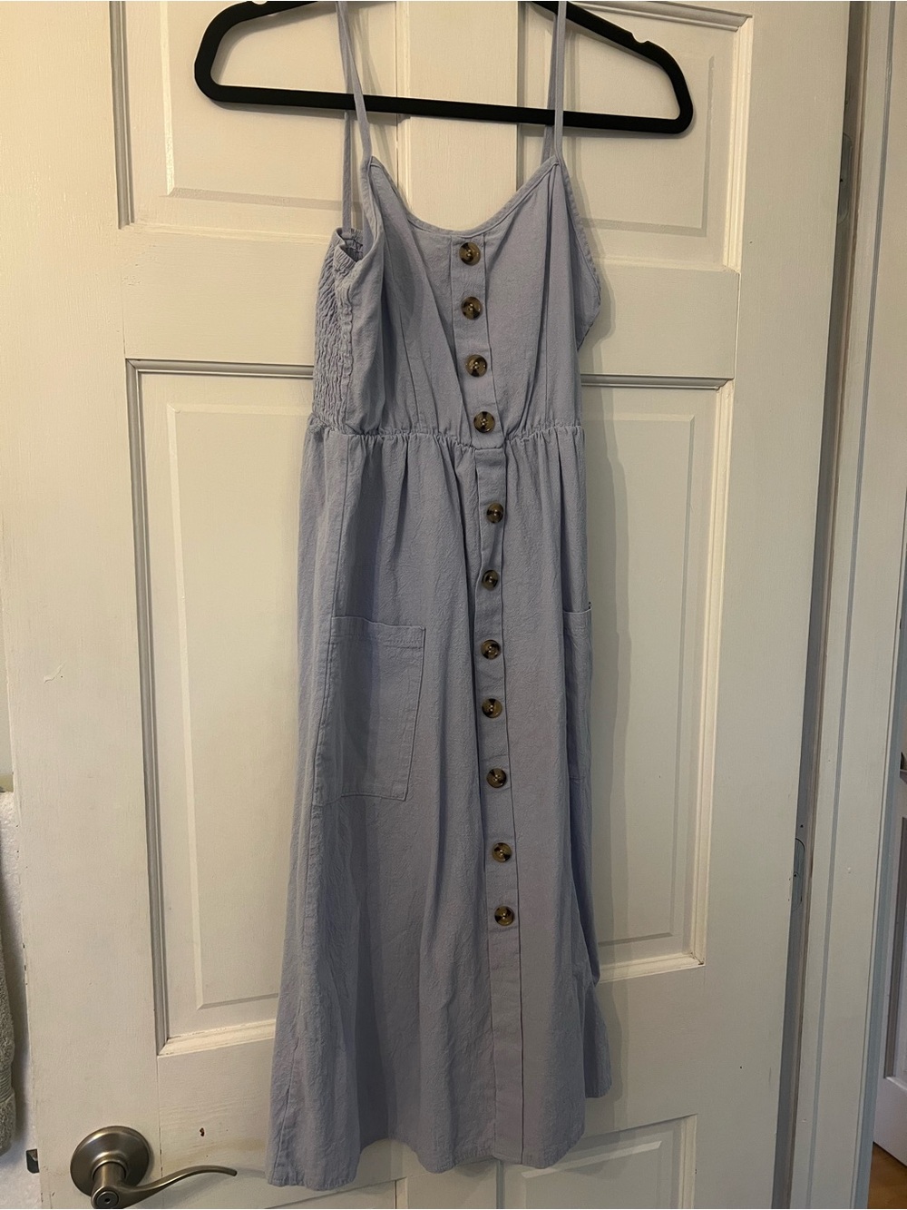 Light Blue Button-Front Midi Sundress